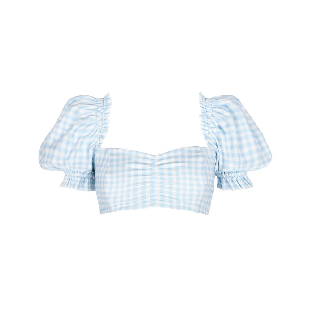 Selkie Collection The Blue Gingham Babydoll Bikini Top